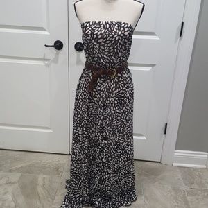 Strapless print maxi dress